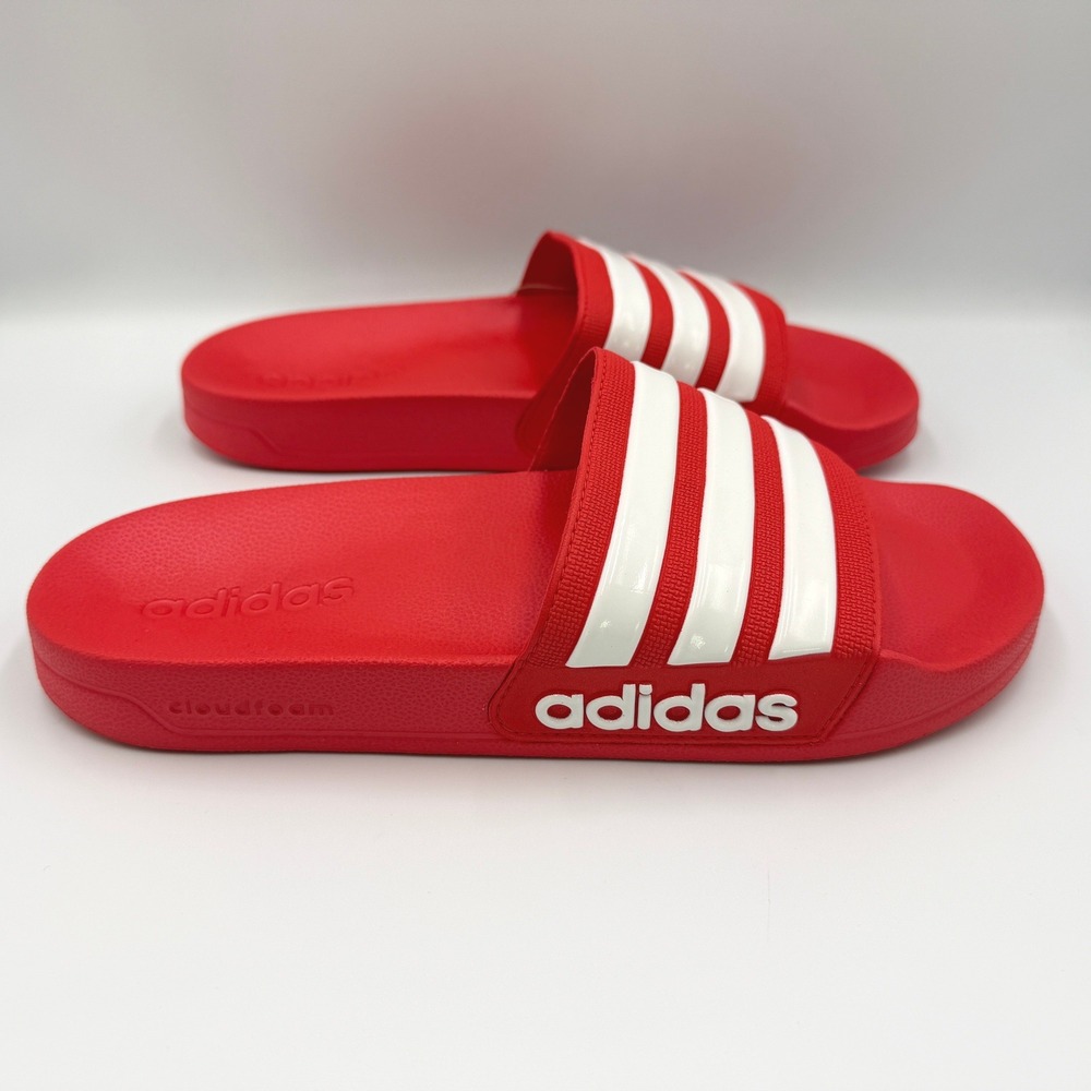 adidas Adilette Shower Slides Mens 8 Womens 9 Red GZ5923 Cloudfoam Sandals *NEW* - Picture 4 of 12